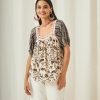 ANZU SHORT SLEEVE PRINTED BLOUSE WITH EMBROIDERY - Image 3