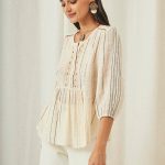 BERNICE BLUSA MANGA 3/4 CON BORDADO