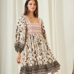 MOKA SHORT DRESS WITH SHORT SLEEVES PRINTED WITH EMBROIDERY