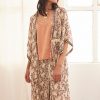 SEIKI MAXI KIMONO 3/4 SLEEVE PRINTED KIMONO WITH IVORY EMBROIDERY - Image 2