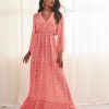 AMUT LONG SLEEVE MAXI DRESS WITH PINK PRINT - Image 2