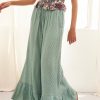 GREEN EMBROIDERED PALAZZO PANTS WITH EMBROIDERY - Image 2