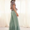 GREEN EMBROIDERED PALAZZO PANTS WITH EMBROIDERY - Image 3