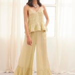 BALE PALAZZO PANTS WITH LIME EMBROIDERY