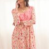 NIX LONG SLEEVE MINI DRESS PRINTED WITH EMBROIDERY PINK - Image 3