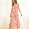 NUSA LONG PRINTED STRAPLESS DRESS WITH EMBROIDERY PINK - Image 2