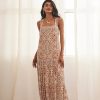 NONET MAXI STRAPLESS DRESS PRINTED WITH BEIGE EMBROIDERY - Image 2