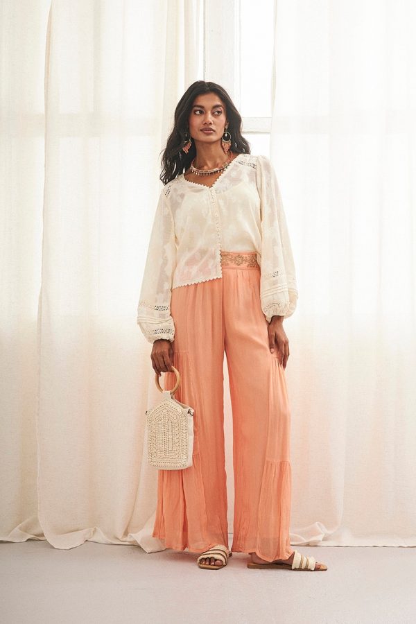 RUMIN PALAZZO PANTS WITH EMBROIDERY ORANGE