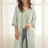 SAYUMI LONG SLEEVE KIMONO WITH EMBROIDERY ACQUA - Image 2