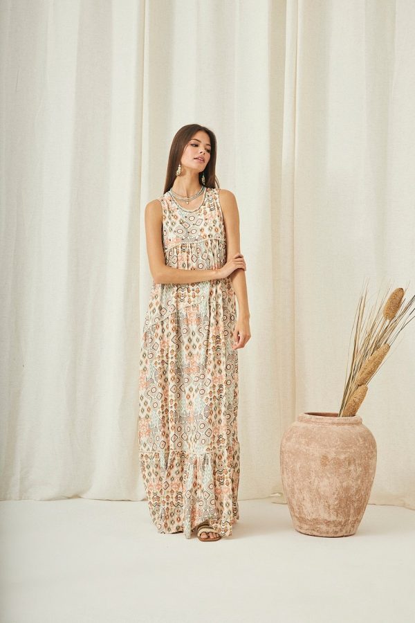 SHU LONG PRINTED DRESS WITH EMBROIDERY