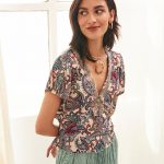 URIS TOP SHORT SLEEVE PRINTED WITH EMBROIDERY BLUE