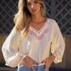 FON LONG SLEEVE BLOUSE WITH FUCHSIA EMBROIDERY - Image 3