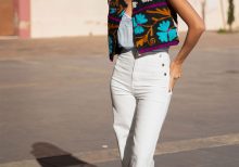 MARINE CROPPED FLARED JEANS WHITE