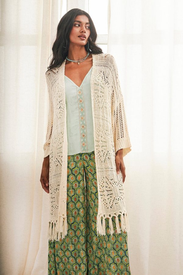 ZANIAH KIMONO MIDI CON FLECOS IVORY