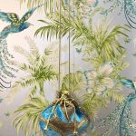 VERA BLUE VELVET AND EMBROIDERY BAG WITH BLUE EMBROIDERY