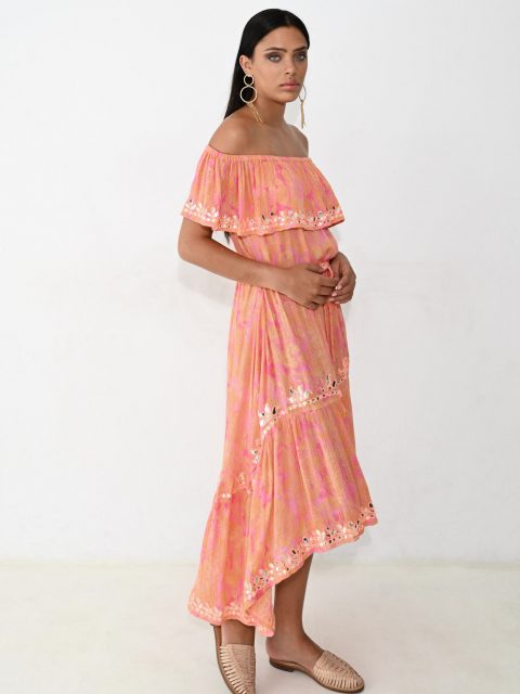 MEXICAN MIRRORS MAXI DRESS ORANGE