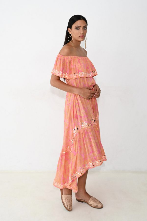 MEXICAN MIRRORS MAXI DRESS ORANGE