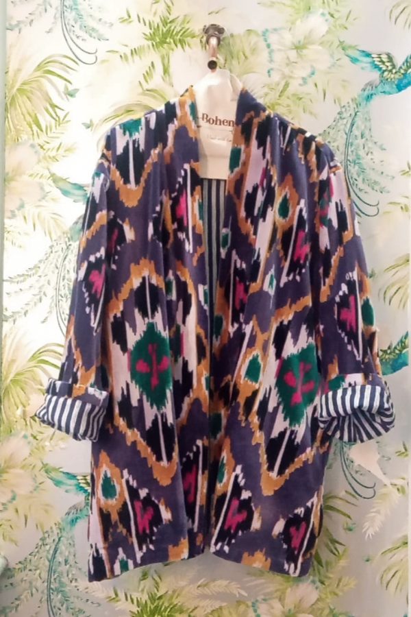 THE VELVET UNDERGROUND REVERSIBLE KIMONO  PURPLE IKAT