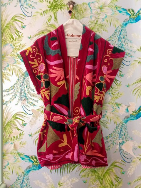 SUZANI VELVET  WAISTCOAT BURGUNDY