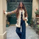 ABRIGO BOHEMIO EN PIEL BORDADO CON FORRO Y CUELLO DE PIEL LIGHT CAMEL SUEDE S