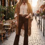 PONCHO- PAÑUELO SUEDE CON FLECOS CAMEL