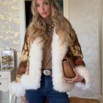 ADARA ABRIGO BOHEMIO EN SEDA VINTAGE BORDADA CON LENTEJUELAS CON FORRO Y CUELLO DE PIEL S