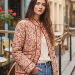 PIPING  CHAQUETA ACOLCHADA ESTAMPADA REVERSIBLE CAMEL RUST