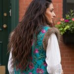 SHIVA HAND EMBROIDERED FLORAL WAISTCOAT TURQUOISE