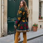 SUZANI FLORAL JACKET COAT FUR BLACK