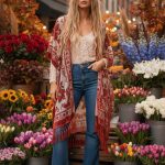 KIMONO VELVET DEVORÉ RUSTY -MINT