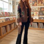 BIBBA BLACK II ABRIGO BOHEMIO EN TERCIOPELO VINTAGE BORDADO CON FORRO  Y CUELLO DE PIEL S/M