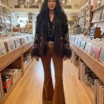 BIBBA BLACK I ABRIGO BOHEMIO EN TERCIOPELO VINTAGE BORDADO CON FORRO  Y CUELLO DE PIEL S/M