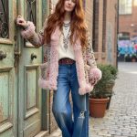 ABRIGO BOHEMIO EN PIEL BORDADO CON FORRO Y CUELLO DE PIEL TAUPE PINK SUEDE S