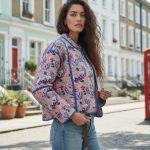 MOTEL BLUSH NAVY CHAQUETA ACOLCHADA ESTAMPADA REVERSIBLE