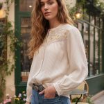 APOLINA SUNNY YELLOW STRIPED EMBROIDERED BLOUSE