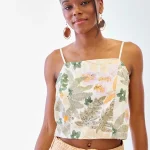 FAELAN TOP TIRANTES FLORES BORDADAS LENTEJUELAS - CRUDO