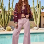 MISTYQUE CHAQUETA BORDADA RUST WINE