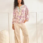 ABREL  IKAT PRINTED BLOUSE - VIOLET