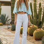 WOODSTOCK FLARED JEANS BLUE STRIPES