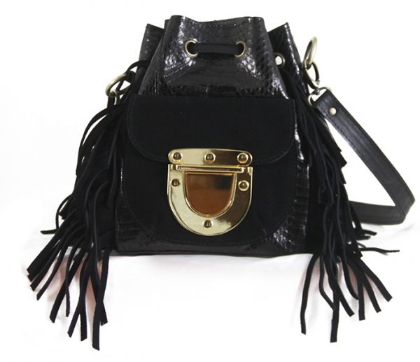 West Village Fringe Snake Mini Black