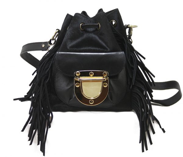 West Village Mini Fringe Calf Black